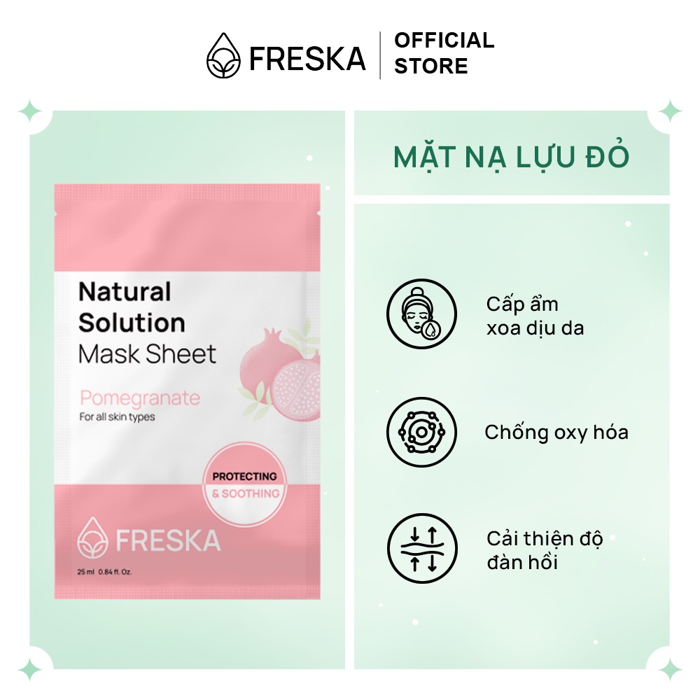 Ảnh Mặt nạ giấy lựu đỏ Freska Natural Solution Mask Sheet – Pomegranate 25ml 3