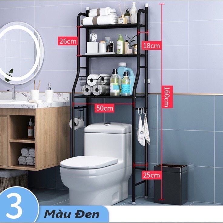 Kệ Bồn Cầu Để Đồ Nhà Vệ Sinh, Toilet, Nhà tắm- 3 Tầng INOX Cao Cấp