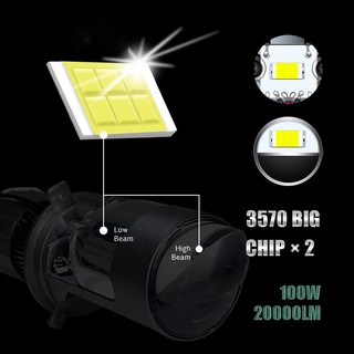 Bóng Đèn LED Mini Màu Sắc Kép 100W H4 20000LM 3000K 6000K Chất Lượng Cao Cho Xe Hơi