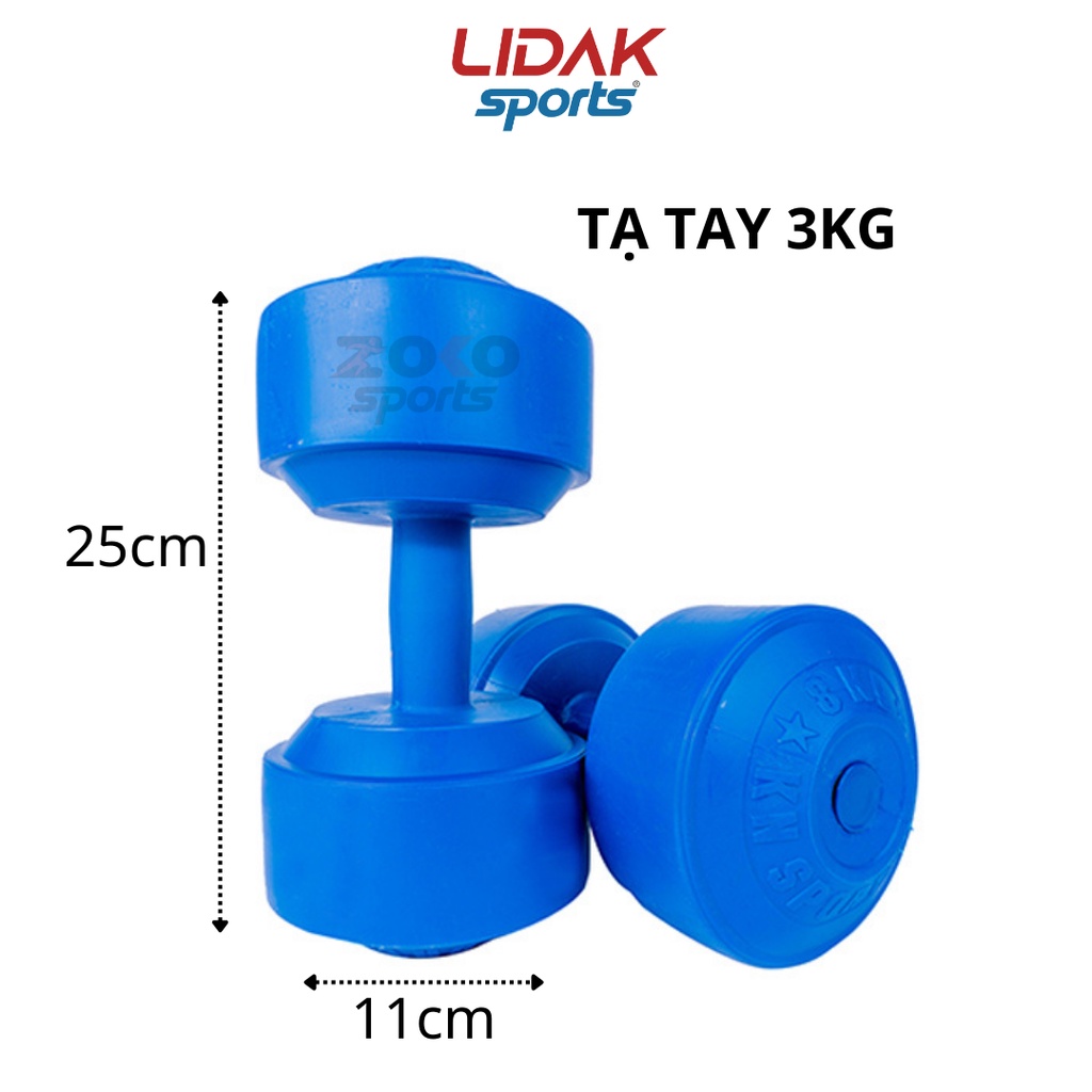 Ảnh Tạ tay nhựa 3kg Lidak, tập tay bọc nhựa, lõi thép chống gãy - LIDAK SPORT 1