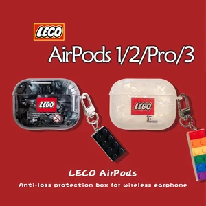 Vỏ bảo vệ tai nghe cho AirPods 4/4ANC/3/Pro/Pro 2/2gen, phong cách đen họa tiết Lego