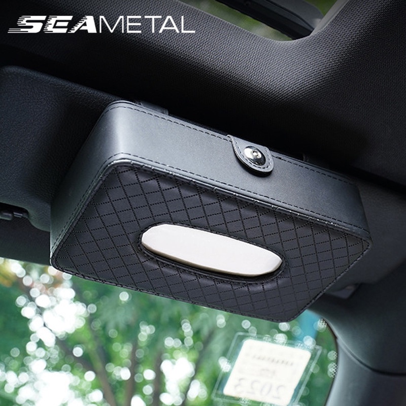 SEAMETAL Hộp Da Đựng Khăn Giấy Đa Năng Gắn Chỗ Tỳ Tay Xe Hơi