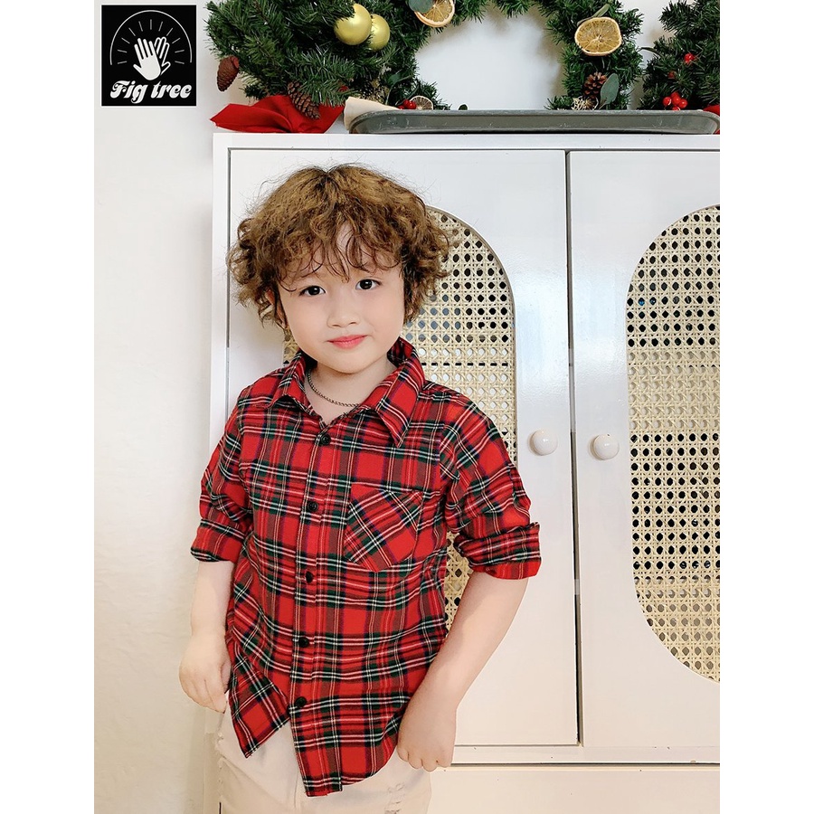 Áo Sơ Mi Bé Trai Fig Tree Sọc Caro Đỏ ( MS :166) Cực Dễ Thương