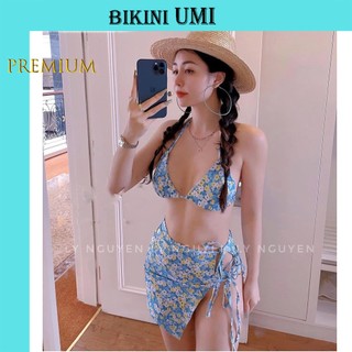 BỘ BƠI 2 MẢNH HOA NHÍ KÈM VÁY XANH DƯƠNG-BIKINISTORE