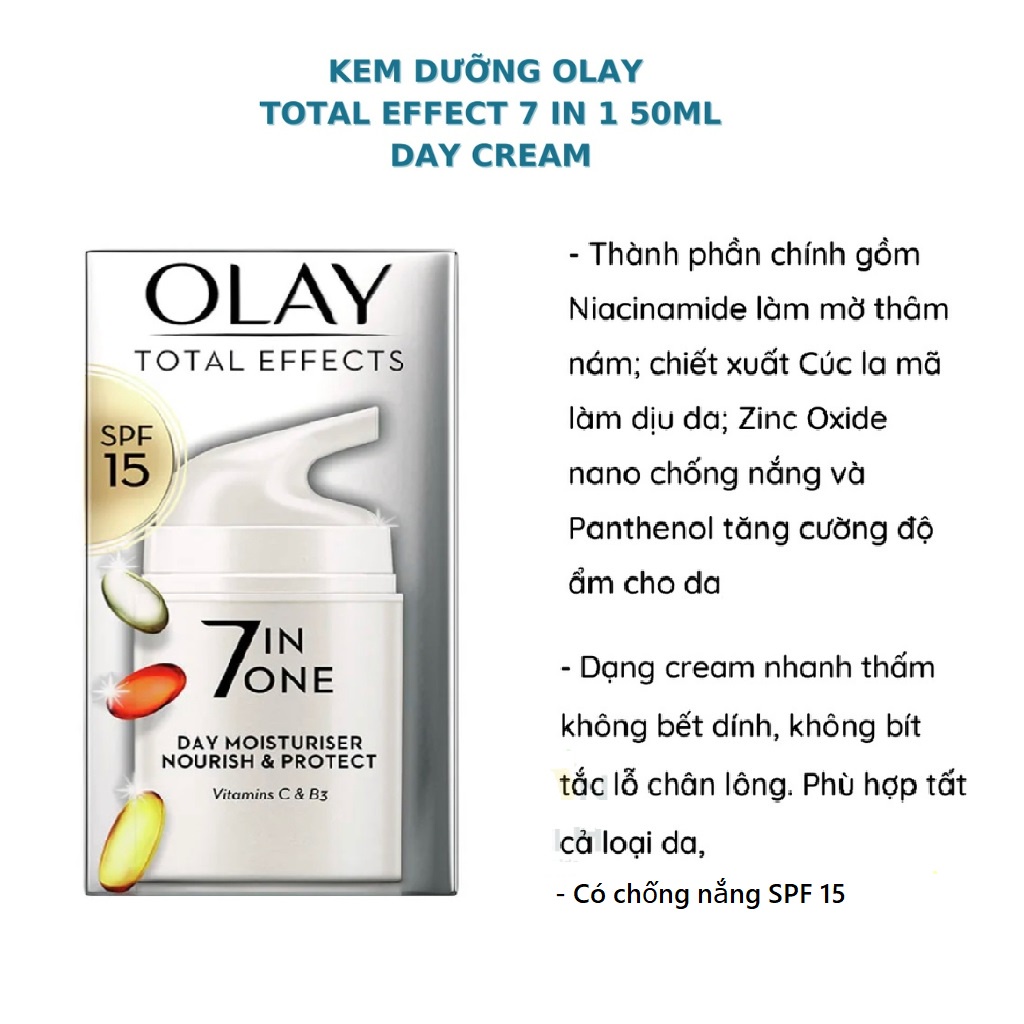 Kem dưỡng da chống lão hóa Olay Total Effects 7 In 1 Moisturiser Nourish & Protect 50ml (bản UK mẫu mới)