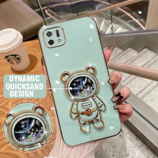 ốp lưng oppo a16k Ốp Điện Thoại TPU silicone Mềm Mạ Điện 3D Có Giá Đỡ Hình Gấu Kim Tuyến Cho oppo a16k