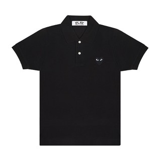 CDG Rei Kawakubo Áo Sơ Mi polo Tay Ngắn Chơi Thêu Trái Tim Cổ Điển Nam Nữ Áo Thun Cổ Nhãn + Thẻ