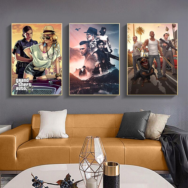 [56] Tranh dán tường Game Grand Theft Auto - Poster GTA 5 Phong Cách Retro Trang Trí Nội Thất | BigBuy360 - bigbuy360.vn