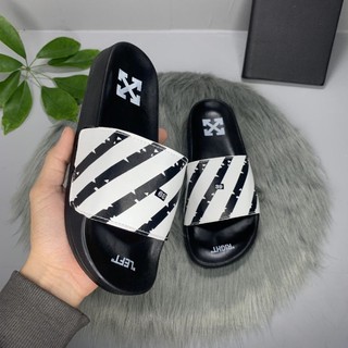 Dép Quai Ngang Off-White Zebra-Print Rubber Sliders Màu Đen hot nhất 2023