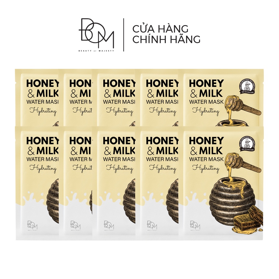 Ảnh Combo 10 miếng mặt nạ BOM Honey & Milk Hydrating Water Mask Mặt Nạ Cấp Ẩm 25g - 8809721243114 2
