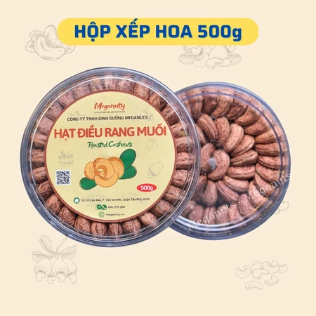 Hạt điều rang muối nguyên lụa chuẩn Bình Phước - Hạt điều rang muối xếp hộp/đóng hủ/đóng túi by Meganuts