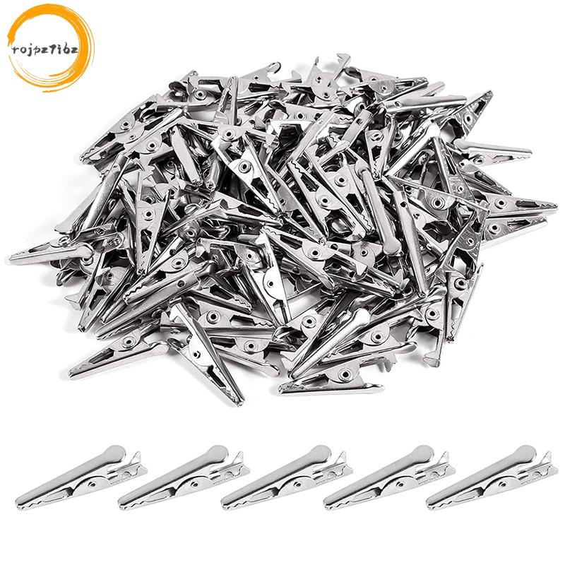 100 Chiếc Kẹp Cá Sấu Kim Loại Mini 1.06IN / 27mm, Kẹp Cá Sấu Tông Màu Bạc Mạ Niken Dây Kiểm Tra Lò Xo Kẹp.