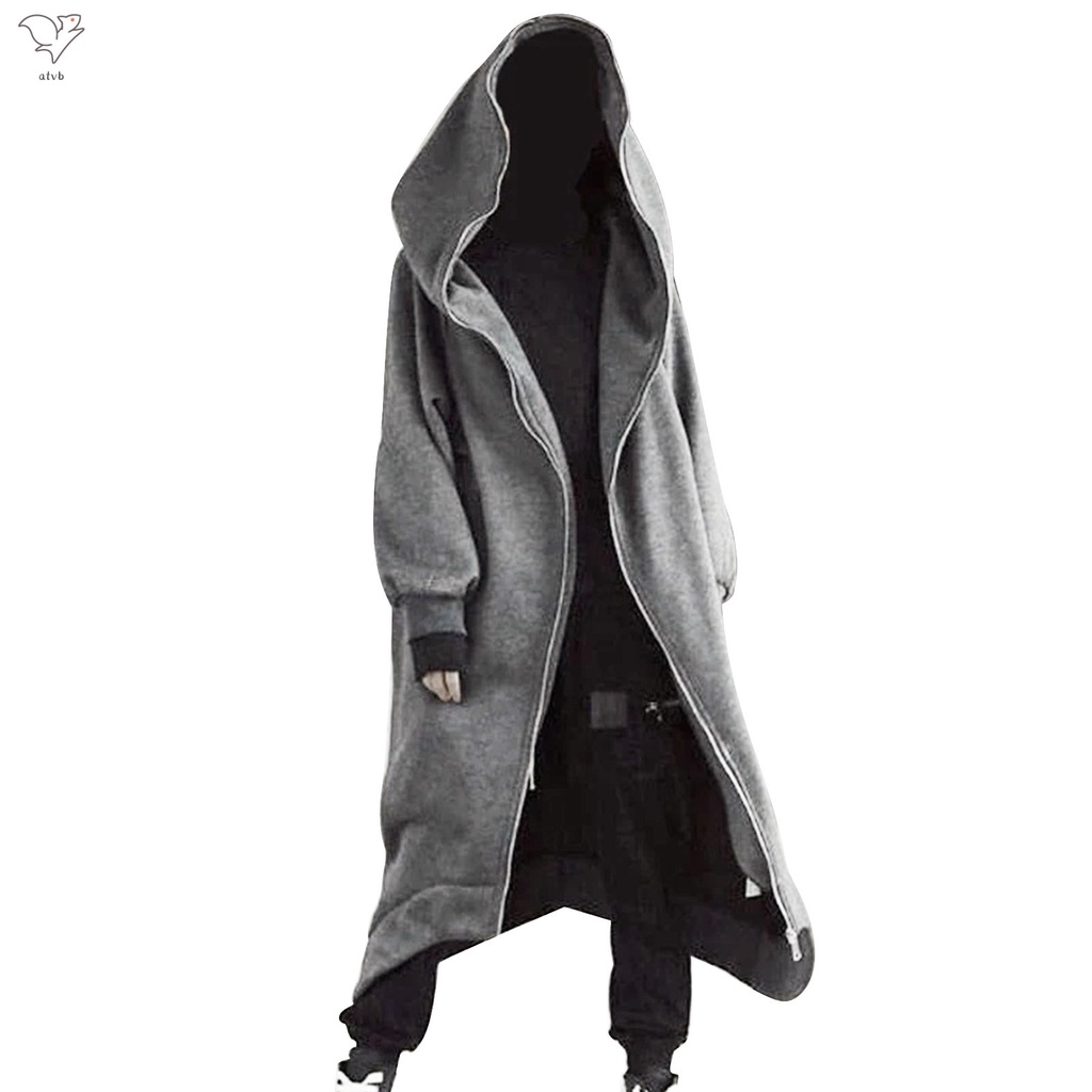 Unisex Dài Tay Có Mũ Trùm Đầu Nazgul Áo Dài Dây Kéo Đóng Cửa Lông Cừu Lót Thời Trang Ấm Áp Nam Nữ Dài Trùm Đầu Dây Kéo Đóng Cửa Có Mũ Trùm Đầu Nazgul Áo Dài
