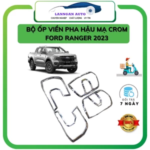 Bộ ốp viền đèn pha đèn hậu Ford Ranger XLS, WT 2023, Nhựa đen abs và mạ crom cao cấp