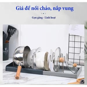 Giá úp nồi, chảo đa năng có thể điều chỉnh độ dài của cả giá để và từng khoang