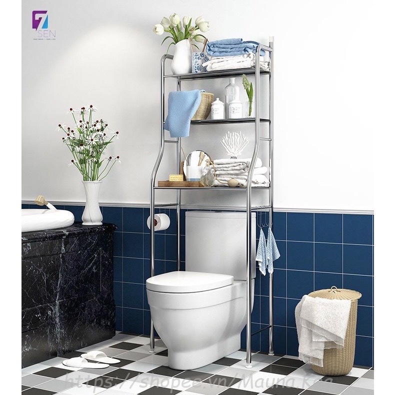 Kệ Bồn Cầu Để Đồ Nhà Vệ Sinh, Toilet, Nhà tắm- 3 Tầng INOX Cao Cấp