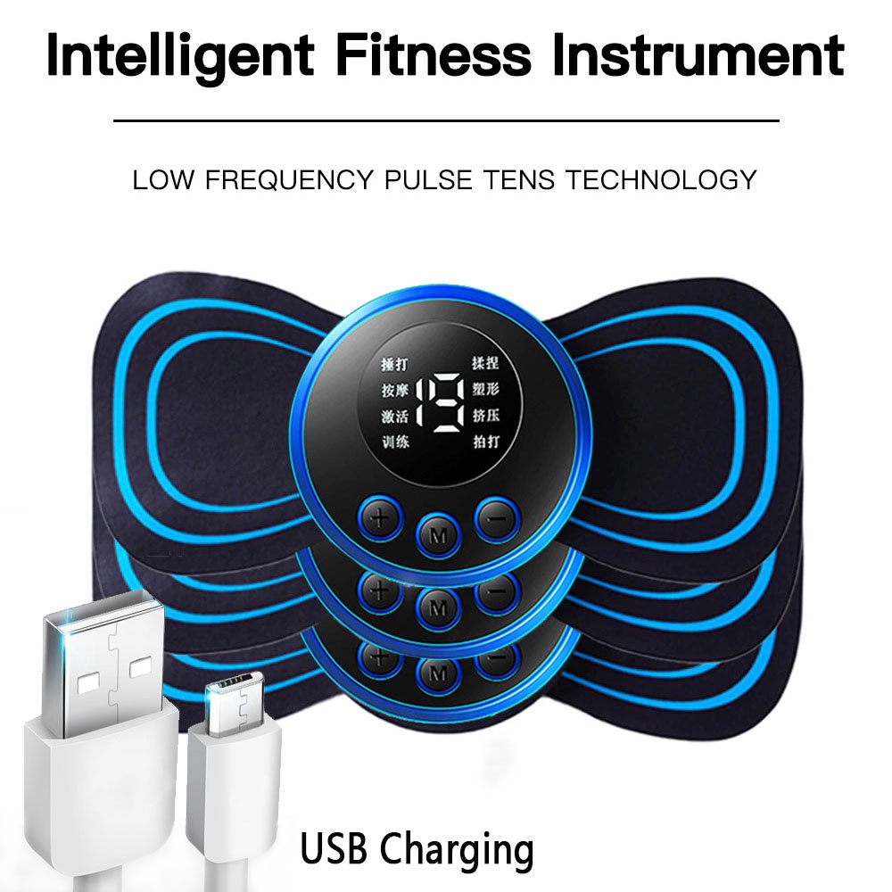 Máy Massage Cổ EMS 8 Chế Độ Kèm Miếng Dán Massage Giảm Đau Kích Thích Cơ Bắp Màn Hình LCD