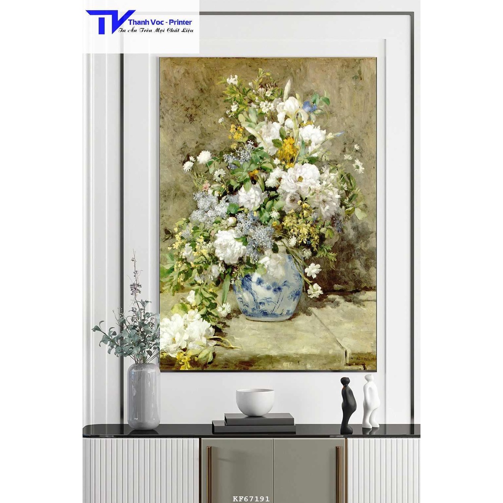 Tranh Treo Tường Bình Bông Hoa Tối Giản 7, Tranh Tráng Gương D40x60cm D50x75cm D60x90cm D70x120m