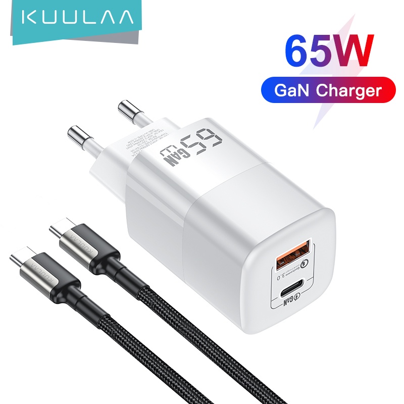 Củ Sạc Nhanh Kuulaa GaN 65W USB C QC PD USB-C Type C Cho