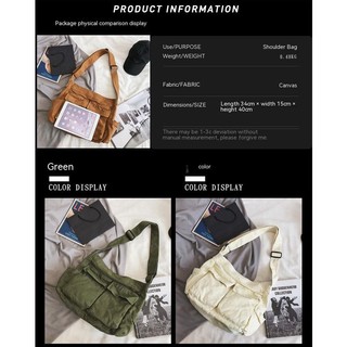 Túi Xách Đeo Chéo Một Bên Vai Bằng Vải Canvas Sức Chứa Lớn Phong Cách Đường Phố Cho Học Sinh Nam Và Nữ