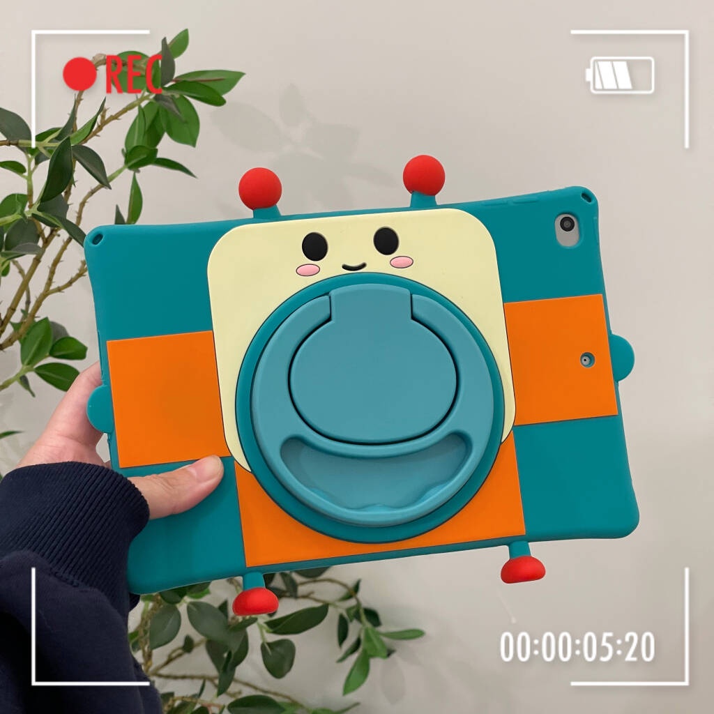 Vỏ Robot Họa Tiết Silicon Tương Thích Với Mini 1 2 3 4 5 6 IPad 7 8 9 10th Air11 Air2 Air3 Air4 Air5 10.9 "Pro9.7 Pro10.5 10.2" Pro11 2024 A16 Chân Đế