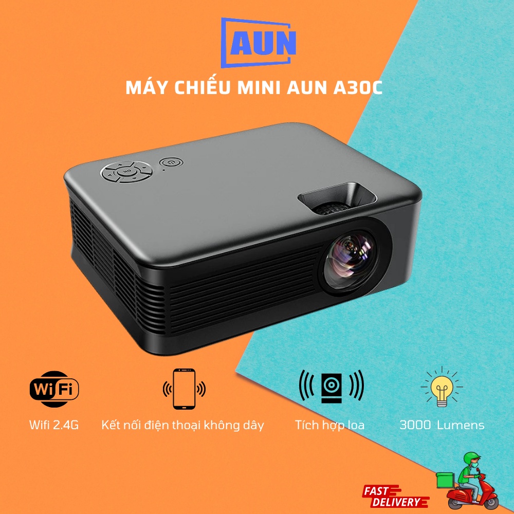 AUN A30C 480P 3000 Lumens Sync Screen Version Portable Home Theater LED HD Digital Projector (US Plug)