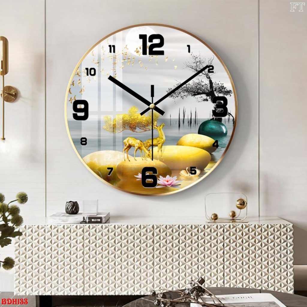 [Rẻ vô địch] Đồng Hồ Treo Tường Tráng Gương Kim Trôi Sang Trọng D30cm Và D60cm