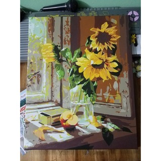 Tranh số hóa tự tô màu Madoca có khung 40x50cm Hướng dương đơn T01