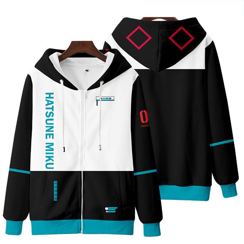 Gn Hatsune Miku Áo Unisex Top Dài Tay Dây Kéo Áo Anime Thường Ngày Rời Đồ Họa Áo Ngoài Plus SIze NG