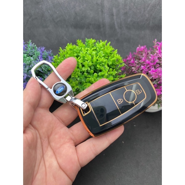 Bao chìa khóa Đen Vàng- Ốp chìa khóa  TPU Đen Vàng xe Ford 2 nút thông minh