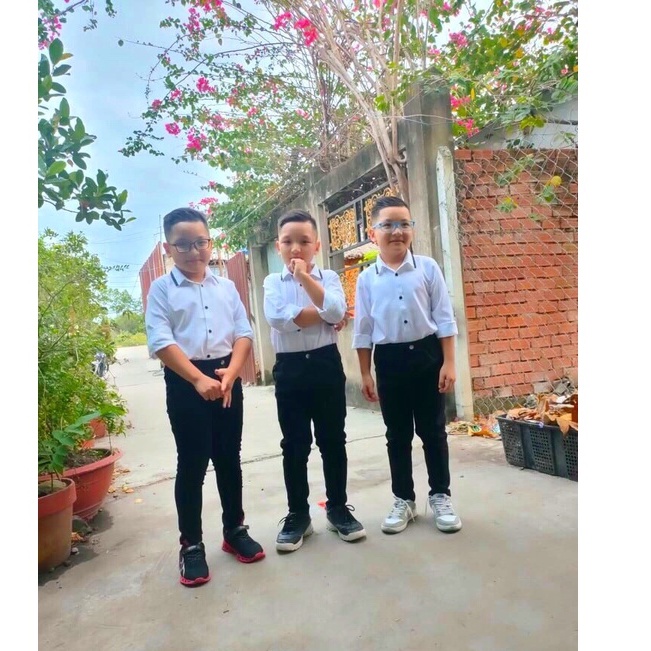 Combo Áo Gia Đình Fig Tree Màu Trắng Viền Cổ Màu Đen Model Cho Gia Đình Đi Tiệc, Chụp Hình, fullsize