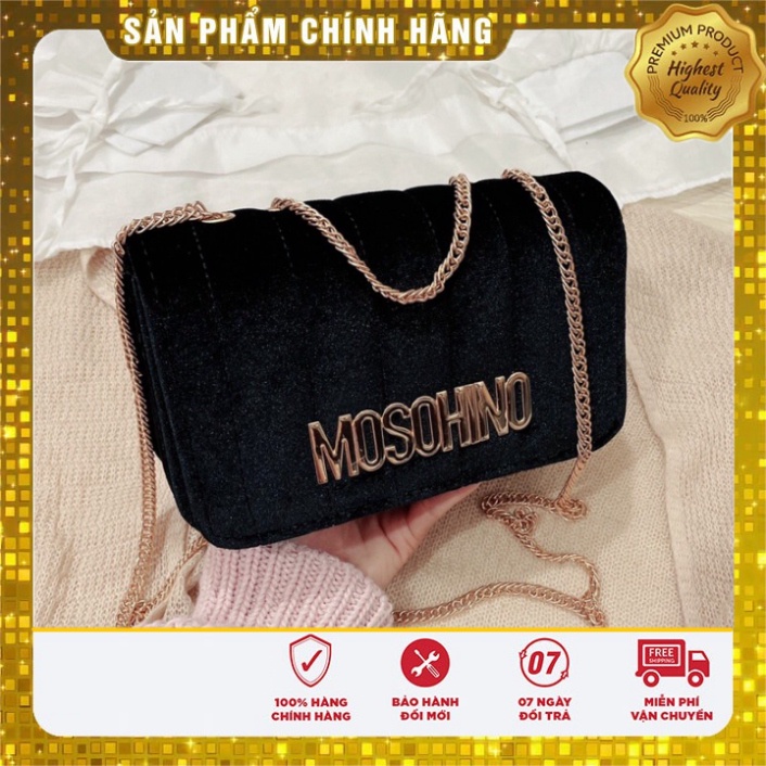 Túi xách nữ đeo chéo đẹp giá thành rẻ moschino nhung trang điểm thời thượng xinh xắn DIOMI