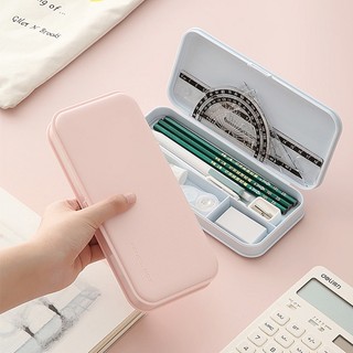 Hộp đựng bút màu trơn đa năng tiện dụng cho học sinh