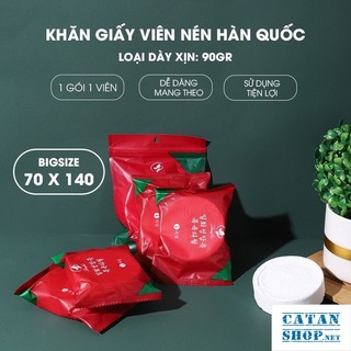 Khăn Tắm Dạng Nén Du Lịch Túi Đỏ (70x140cm) Dùng Một Lần, Tiện Lợi, Đa Năng Thấm Nước Tốt GD650-KDo-140
