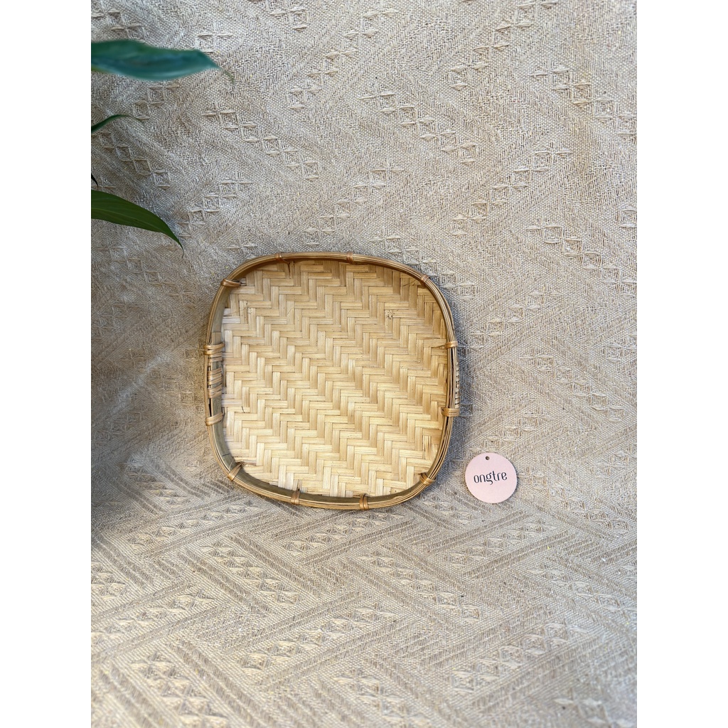 Mẹt tre vuông thủ công ONGTRE 20/25/30cm phục vụ nhà hàng, decor trang trí