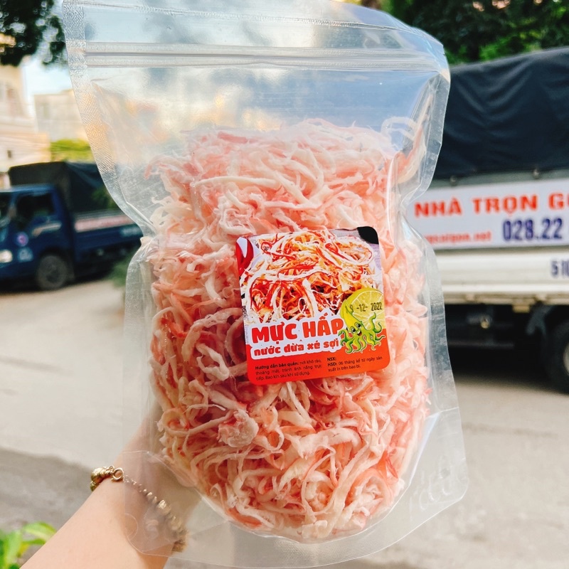 Mực Xé Sợi Hấp Dừa hàng loại 1 cao cấp chuẩn Tháilan - Túi Zip 500Gr
