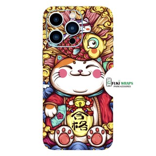 Tấm dán Skin Mặt Sau Mèo Thần Tài M07 FULL VIỀN Dành Cho 14prm,13prm , 12prm , 11prm , ip11 , ip12 , ip13 - FukiShop