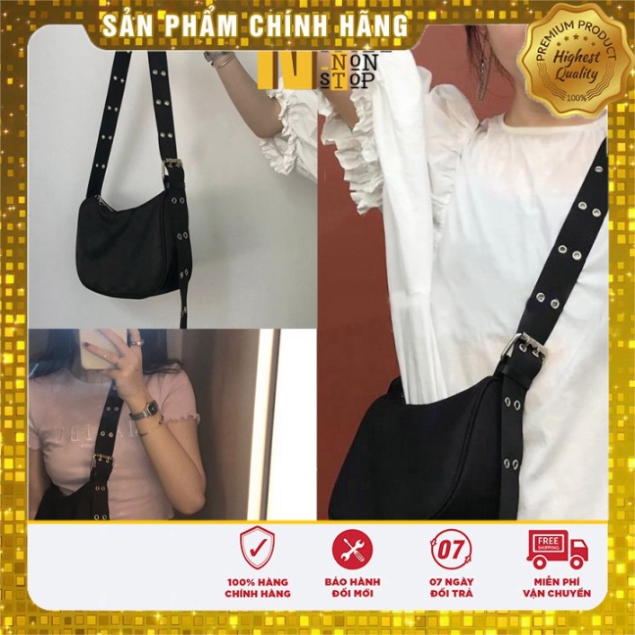 Túi đeo chéo nữ nhiều khoen mini vải canvas thon thả giá cực mềm đẹp đẹp tươi DC01