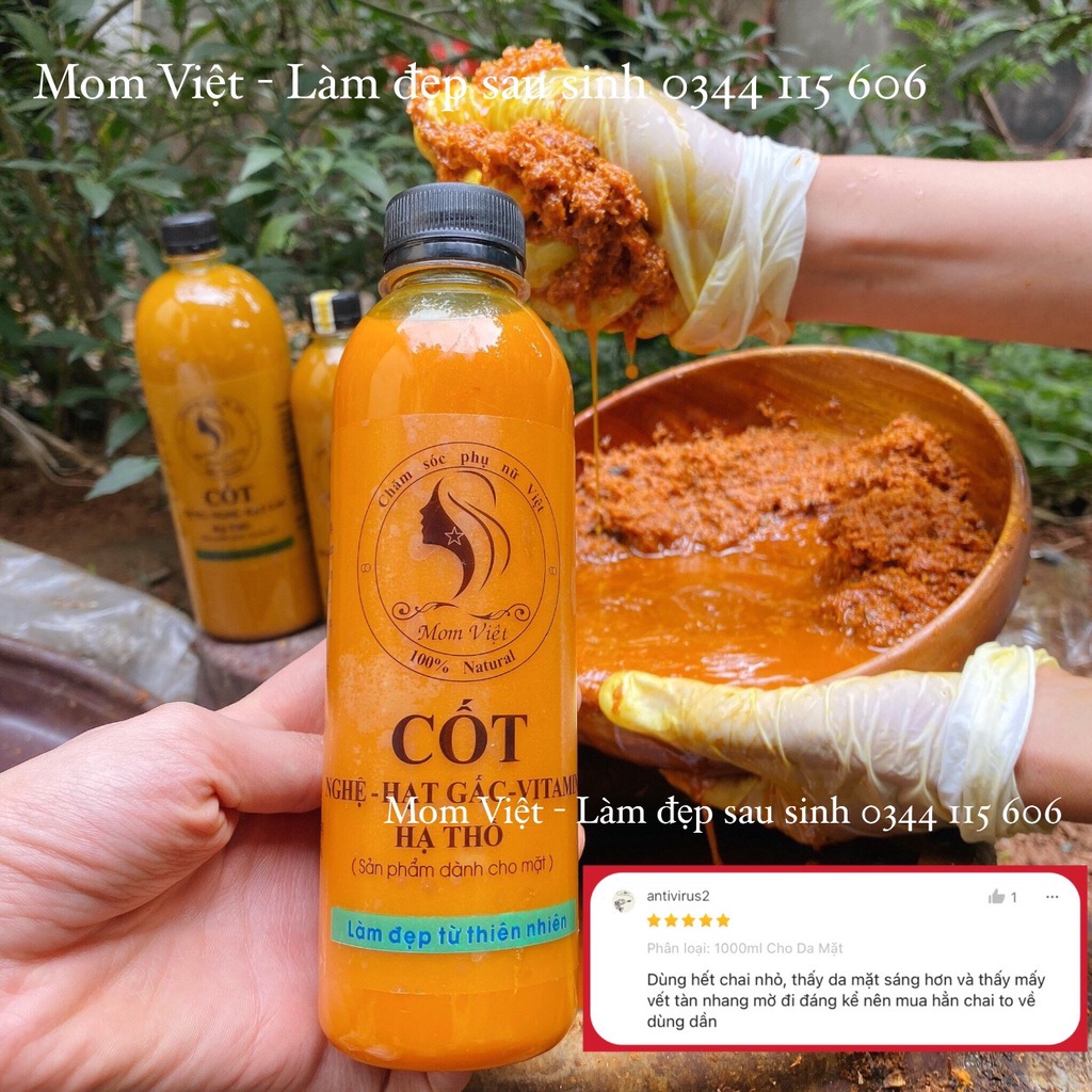 Nghệ hạt gấc hạ thổ, rượu nghệ hạt gấc hạ thổ MomViet đậm đặc cho  Da MẶT