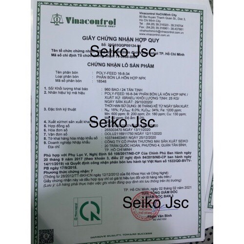 Phân bón HAIFA Poly-feed 16-8-34+TE VÔ GẠO-LỚN  BÓNG TRÁI-TĂNG ĐỘ NGỌT- XANH DÀY LÁ- SÁNG BÔNG