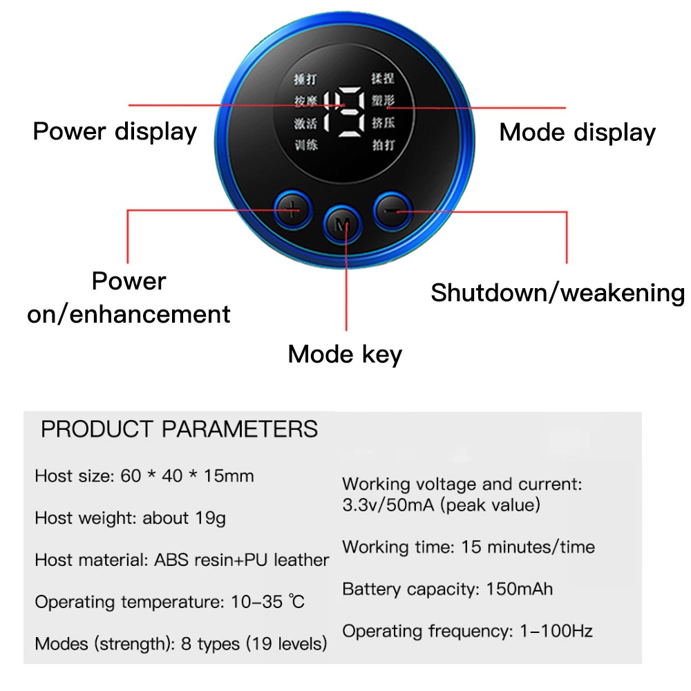 Máy Massage Cổ EMS 8 Chế Độ Kèm Miếng Dán Massage Giảm Đau Kích Thích Cơ Bắp Màn Hình LCD