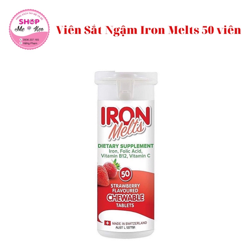Iron Melts - Viên Bổ Sung Sắt, Acid Folic, Vitamin B12 Và Vitamin C, 50 viên