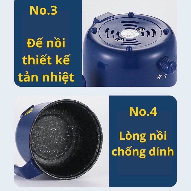 Ảnh Nồi Lẩu Điện Nấu Mì Mini 2 Tầng Có Giá Hấp Đa Năng – Bộ Nồi Đa Năng Nướng, Luộc, Xông Mũi Họng, Chiên Chống Dính Amalife 3