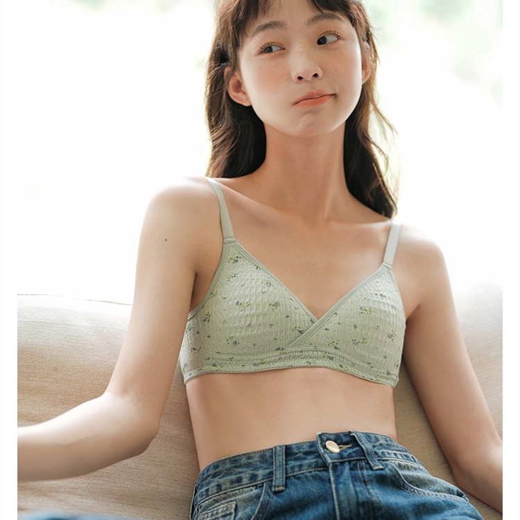 Áo Ngực Cotton 3 / 4 Cúp Chữ V Không Gọng Không Đường May Gợi Cảm Cho Nữ