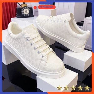 Tặng Nước Hoa Giày Da Nam 🔴𝑭𝑹𝑬𝑬𝑺𝑯𝑰𝑷🔴 Giảm 20K Khi Nhập Mã [GIAY020K] - Giày Da Sneaker Nam Full Trắng_Siêu Chấ