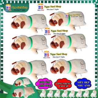 GỐI ÔM CHÓ PUG  KHỔNG LỒ ÔM NGỦ DÙNG QUÀ TẶNG TRANG TRÍ - GẤU BÔNG HÌNH CON CHÓ PUG [CAO CẤP]