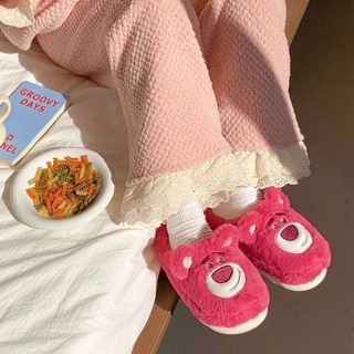 (Sẵn 38-39) Dép lông Lotso bản màu hồng dễ thương mùa đông