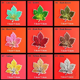 1 miếng dán ủi thêu hình lá phong nhiều màu sắc