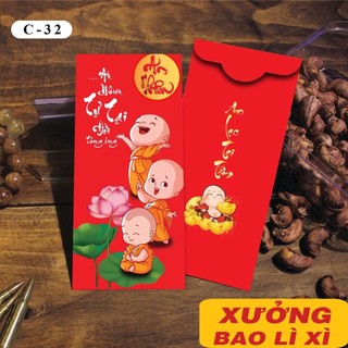 100 bao lì xì mẫu đỏ may mắn năm mới 2023, kt 8x16cm (C31-C40)
