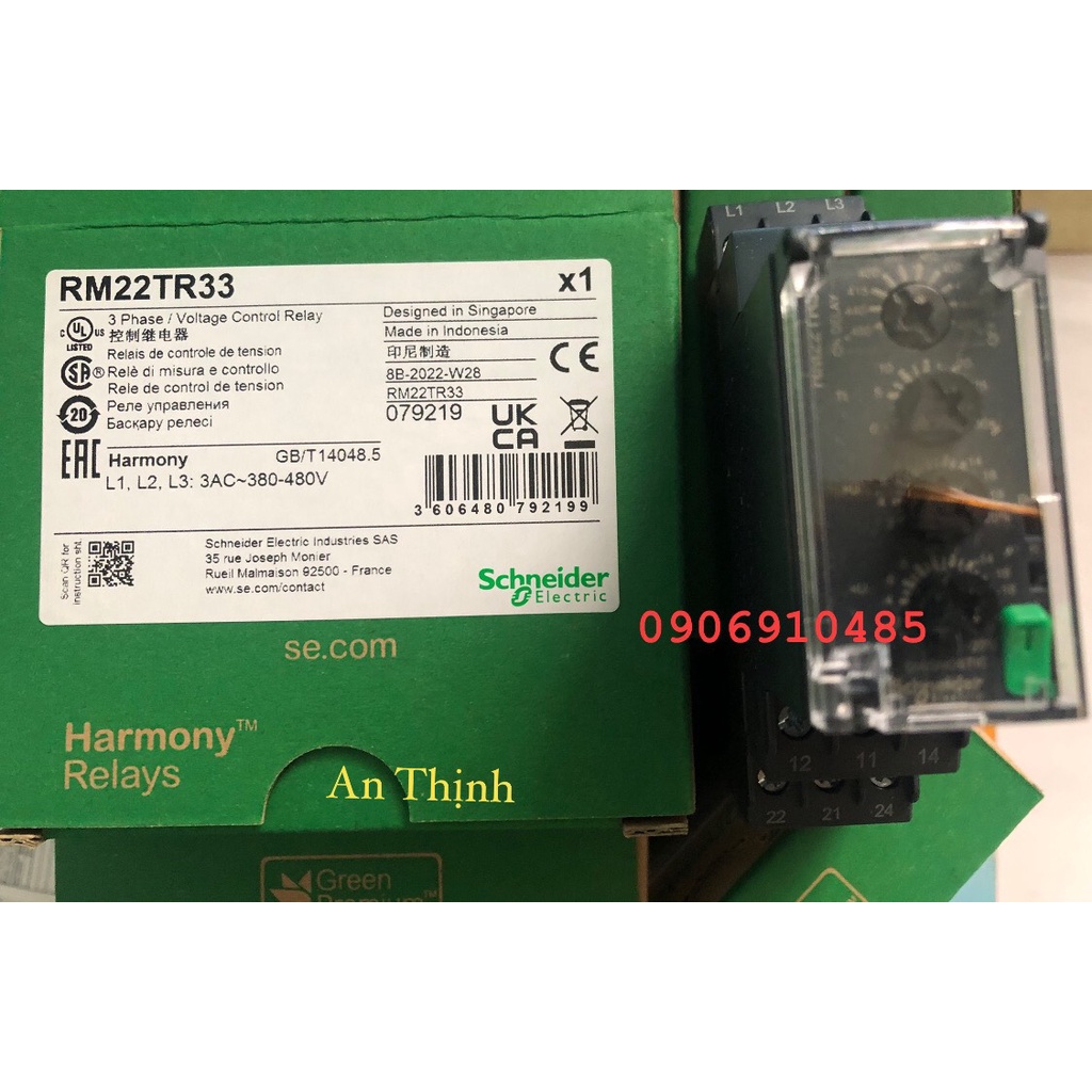 Hàng mới 100 sx 2022 Relay bảo vệ thấp áp quá áp Schneider RM22TR33